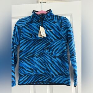 Craghoppers Vibrant Blue and Black Fleece Quarter Zip Kids 11-12 NWT